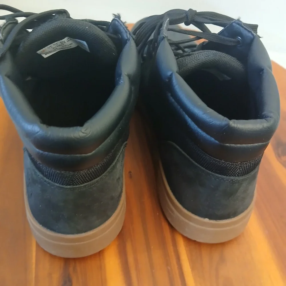 Timberland Davis Square Chukka Boots Mens 11.5 Black Leather Canvas High Top